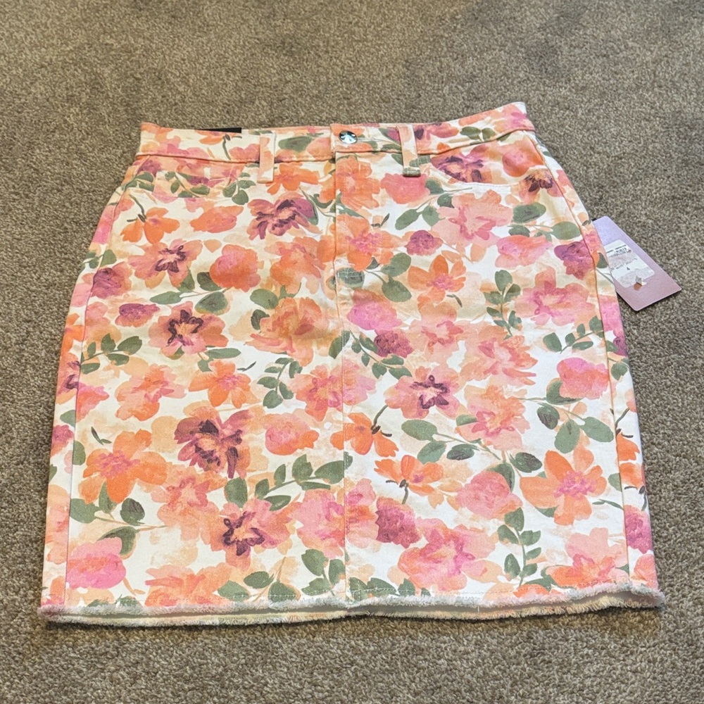 Jen 7 Women’s Floral Print Denim Pencil Skirt